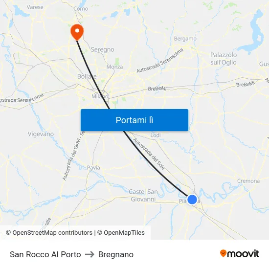 San Rocco Al Porto to Bregnano map