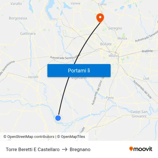 Torre Beretti E Castellaro to Bregnano map