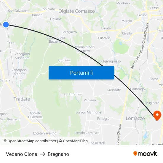 Vedano Olona to Bregnano map