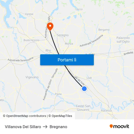 Villanova Del Sillaro to Bregnano map