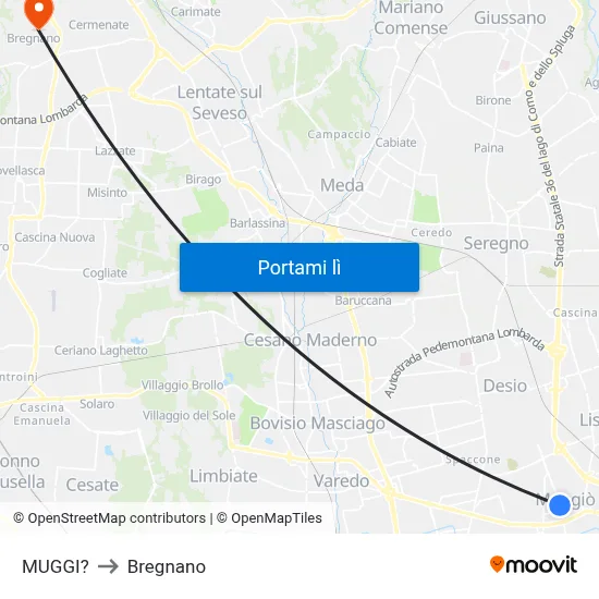 MUGGI? to Bregnano map