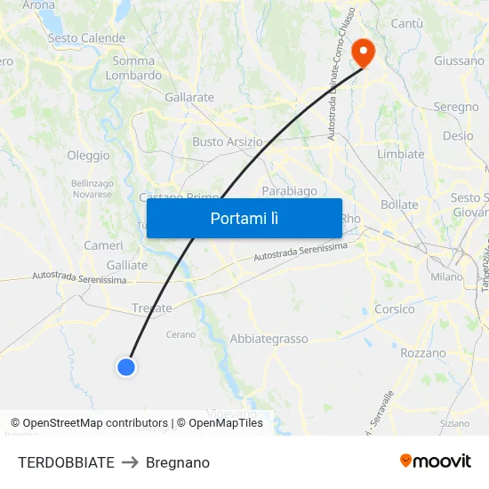 TERDOBBIATE to Bregnano map