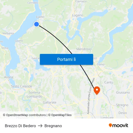 Brezzo Di Bedero to Bregnano map