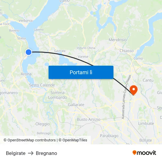 Belgirate to Bregnano map