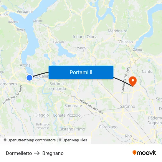 Dormelletto to Bregnano map