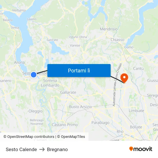 Sesto Calende to Bregnano map