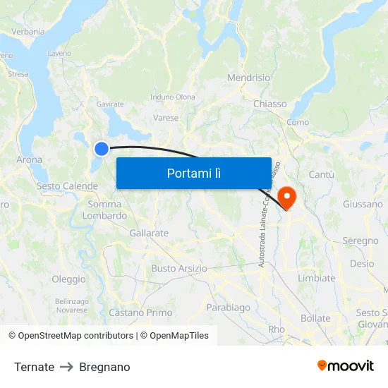Ternate to Bregnano map
