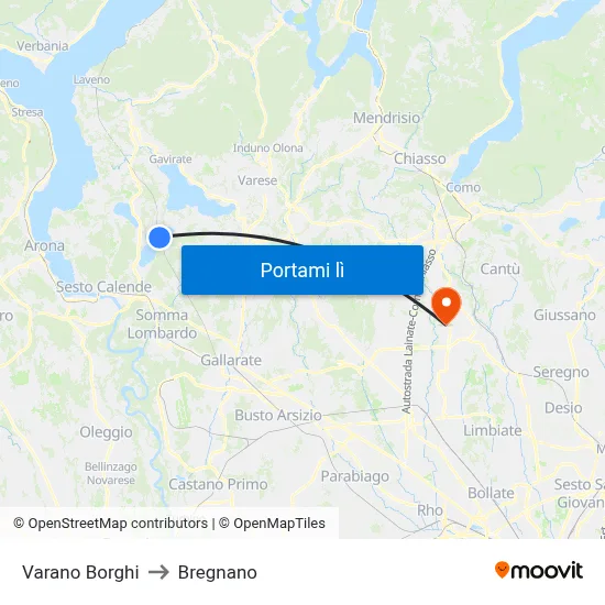 Varano Borghi to Bregnano map
