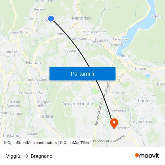 Viggiù to Bregnano map