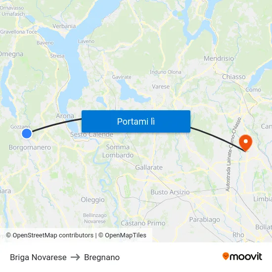 Briga Novarese to Bregnano map