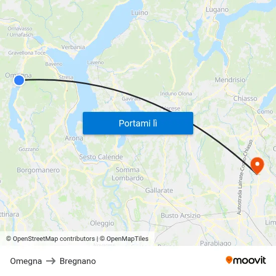 Omegna to Bregnano map