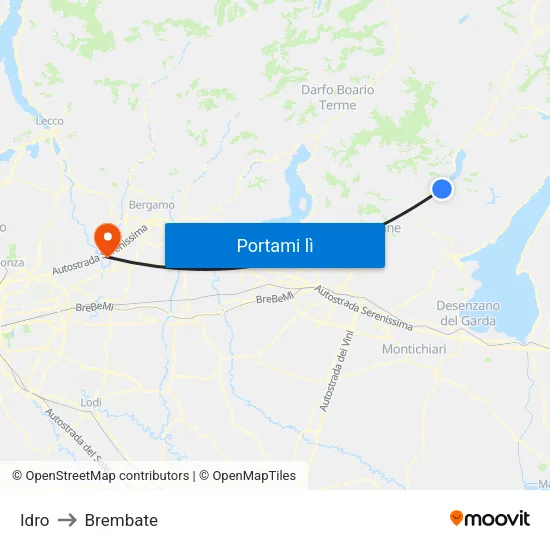 Idro to Brembate map