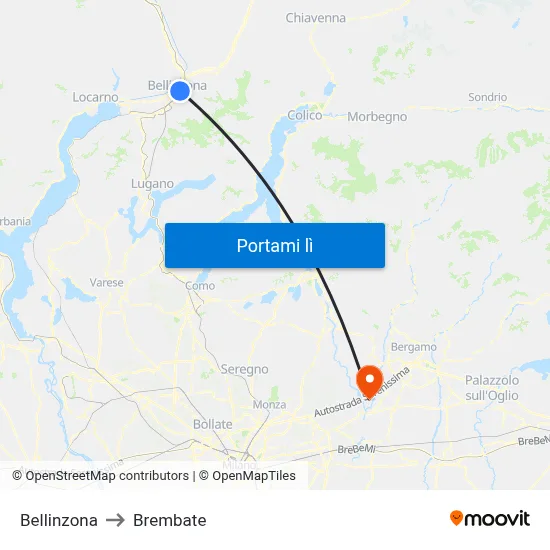 Bellinzona to Brembate map