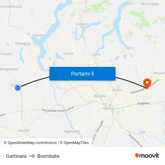 Gattinara to Brembate map