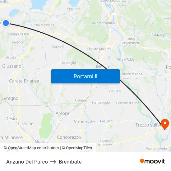 Anzano Del Parco to Brembate map