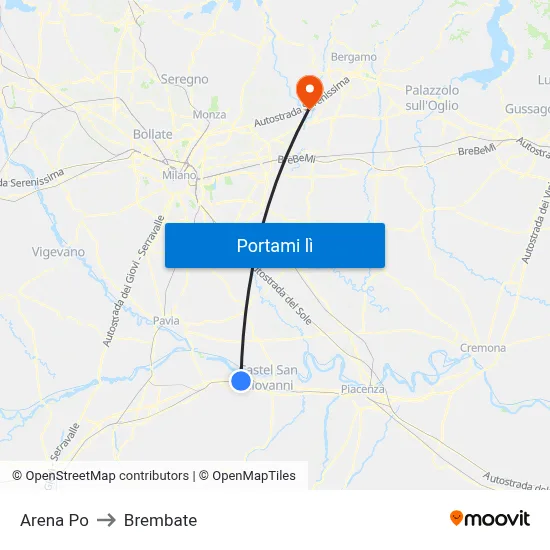 Arena Po to Brembate map