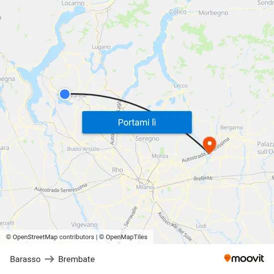 Barasso to Brembate map