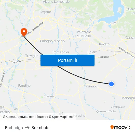 Barbariga to Brembate map