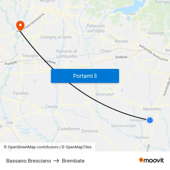 Bassano Bresciano to Brembate map