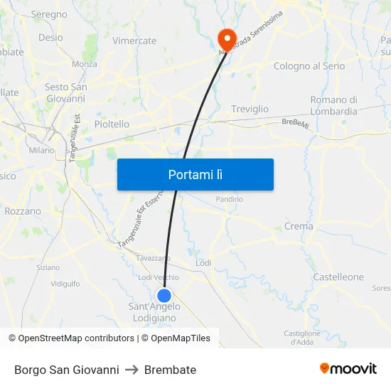 Borgo San Giovanni to Brembate map