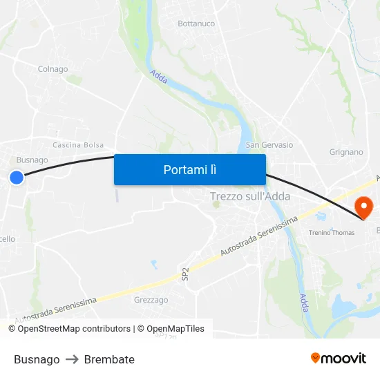 Busnago to Brembate map
