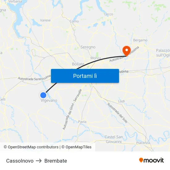 Cassolnovo to Brembate map