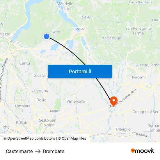 Castelmarte to Brembate map