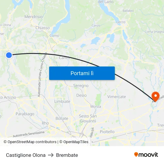 Castiglione Olona to Brembate map