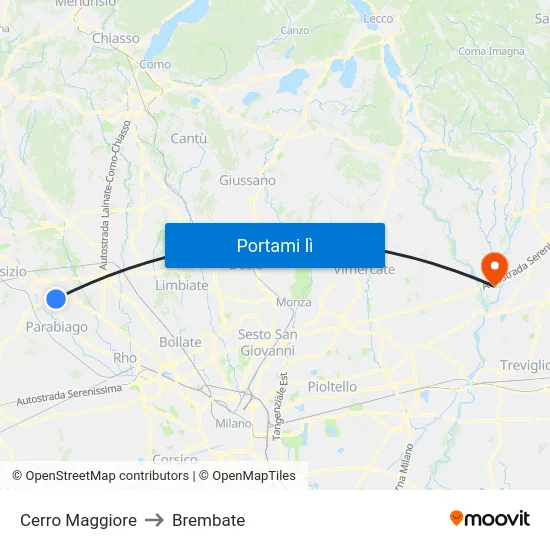 Cerro Maggiore to Brembate map