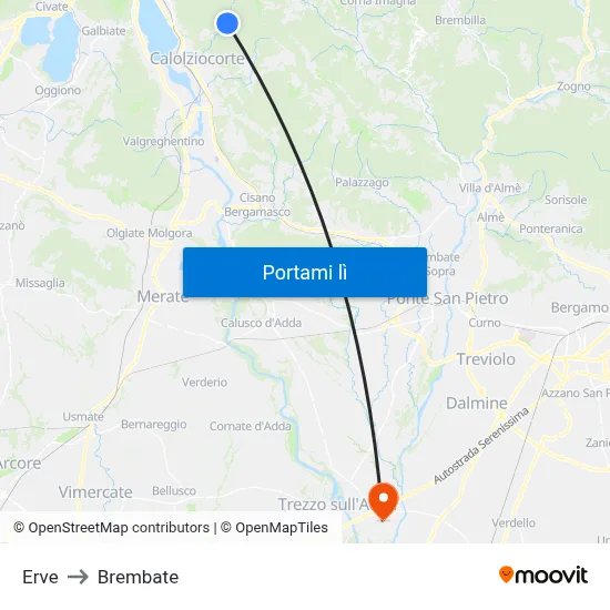 Erve to Brembate map