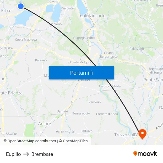 Eupilio to Brembate map