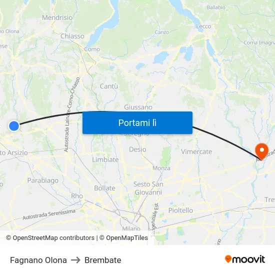 Fagnano Olona to Brembate map