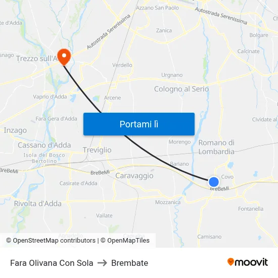 Fara Olivana Con Sola to Brembate map
