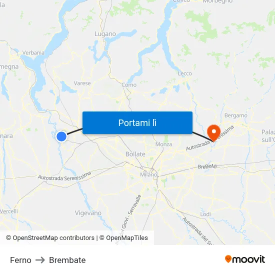 Ferno to Brembate map