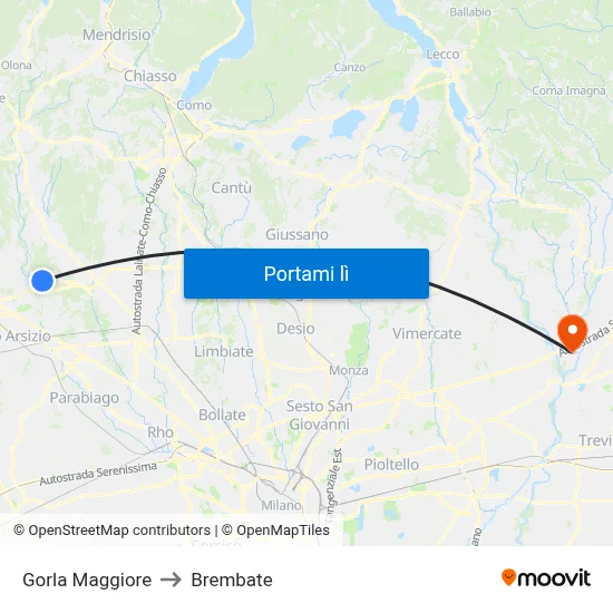 Gorla Maggiore to Brembate map