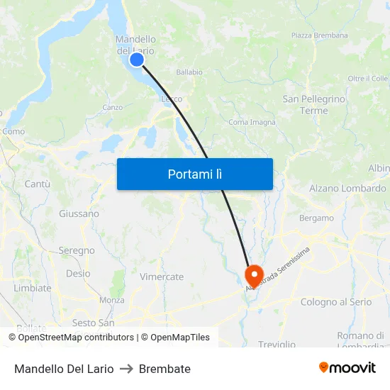 Mandello Del Lario to Brembate map