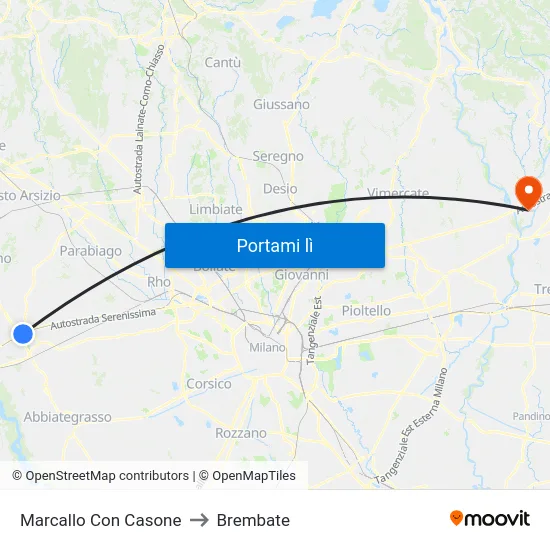 Marcallo Con Casone to Brembate map