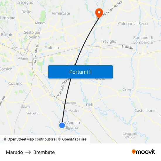 Marudo to Brembate map