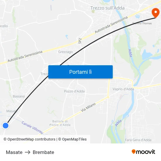 Masate to Brembate map