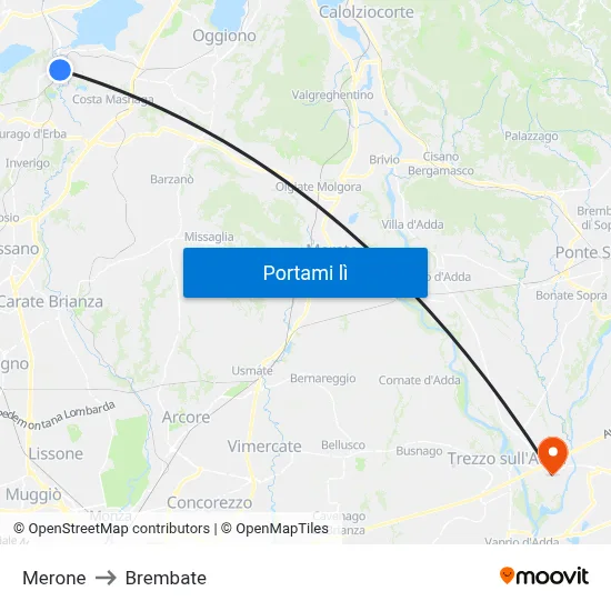 Merone to Brembate map