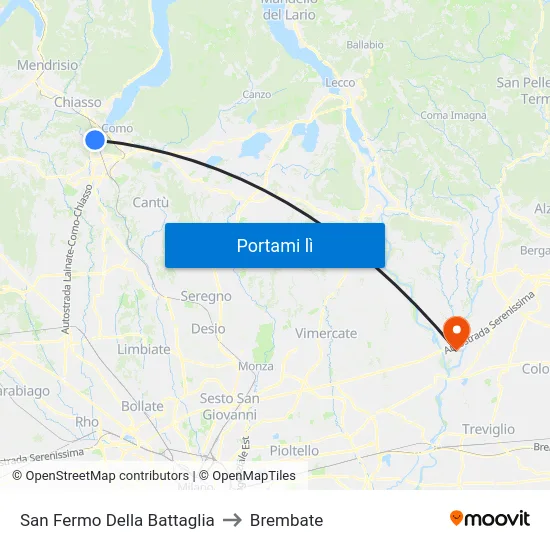 San Fermo Della Battaglia to Brembate map