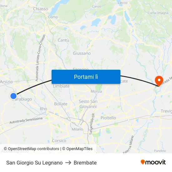 San Giorgio Su Legnano to Brembate map