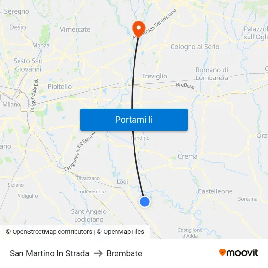 San Martino In Strada to Brembate map