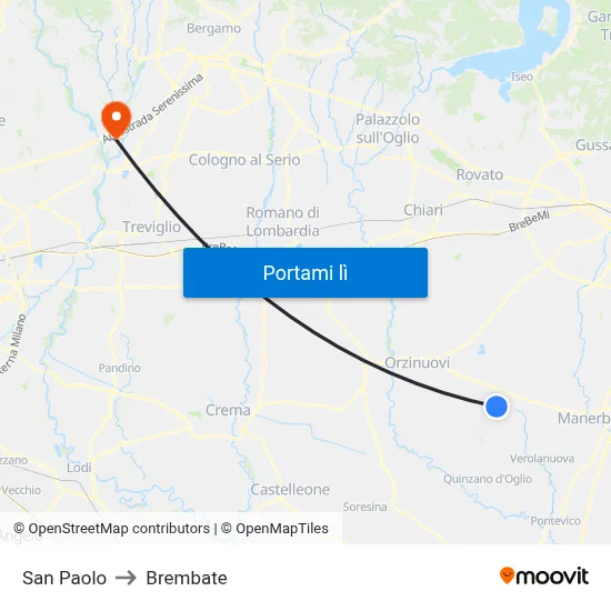 San Paolo to Brembate map