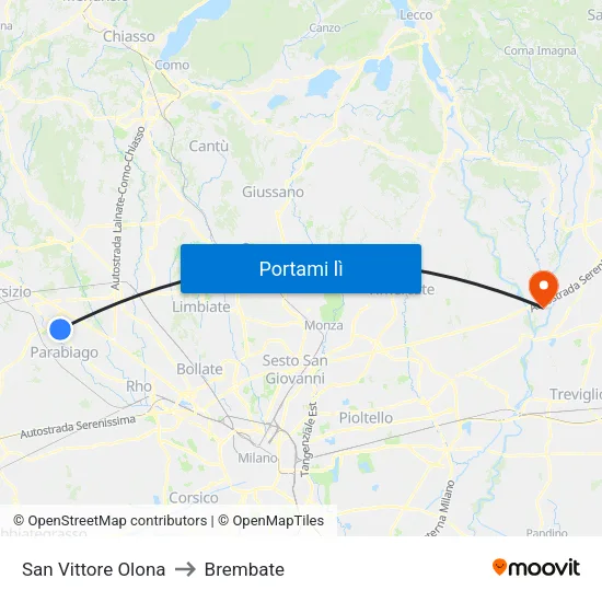 San Vittore Olona to Brembate map