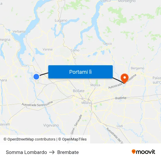 Somma Lombardo to Brembate map