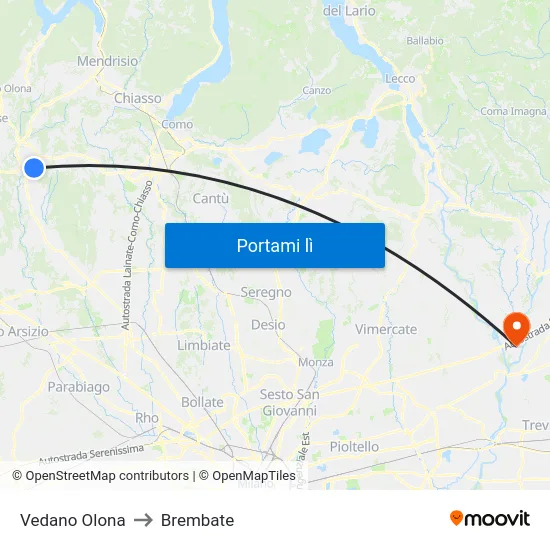 Vedano Olona to Brembate map