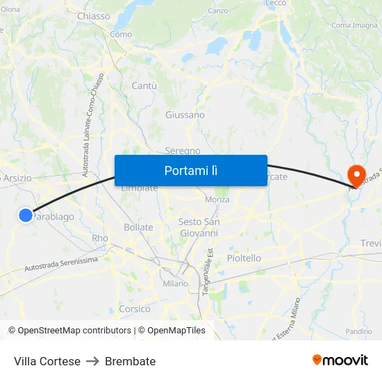 Villa Cortese to Brembate map
