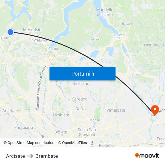 Arcisate to Brembate map