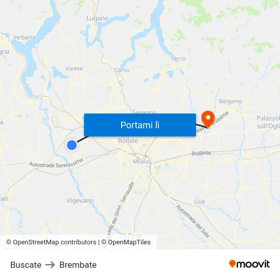 Buscate to Brembate map